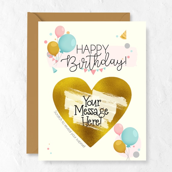 Biglietto Compleanno Con Gratta E Vinci Personalizzabile - Idea Regalo Originale Oro E Rosso - Foto 12