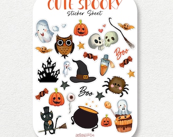 Halloween/Spooky Theme Sticker Sheet for Planner and Bullet Journal, Vinyl Sticker Paper