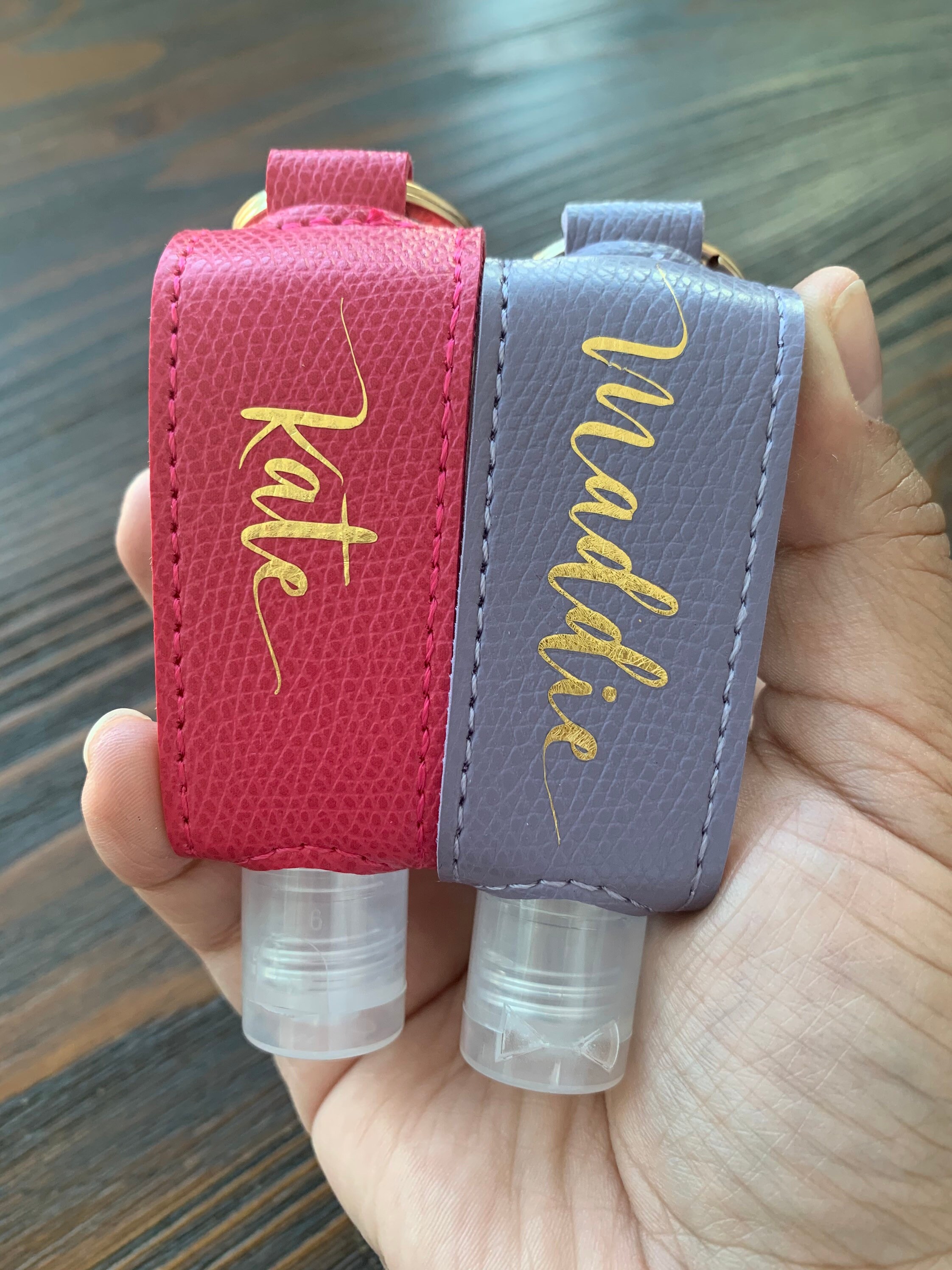 Hand Sanitizer Keychain Holder Vegan Leather Keychain Etsy