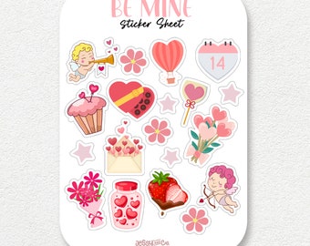 Be Mine Valentijnsdag vinyl stickervel voor planners, Bullet Journals en scrapbooking
