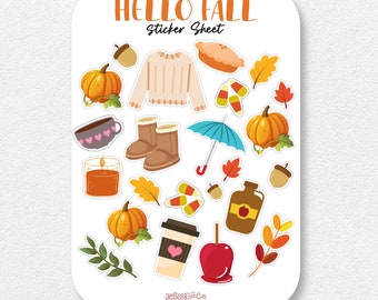 Autumn/Fall Theme Sticker Sheet for Planner and Bullet Journal, Vinyl Sticker Paper