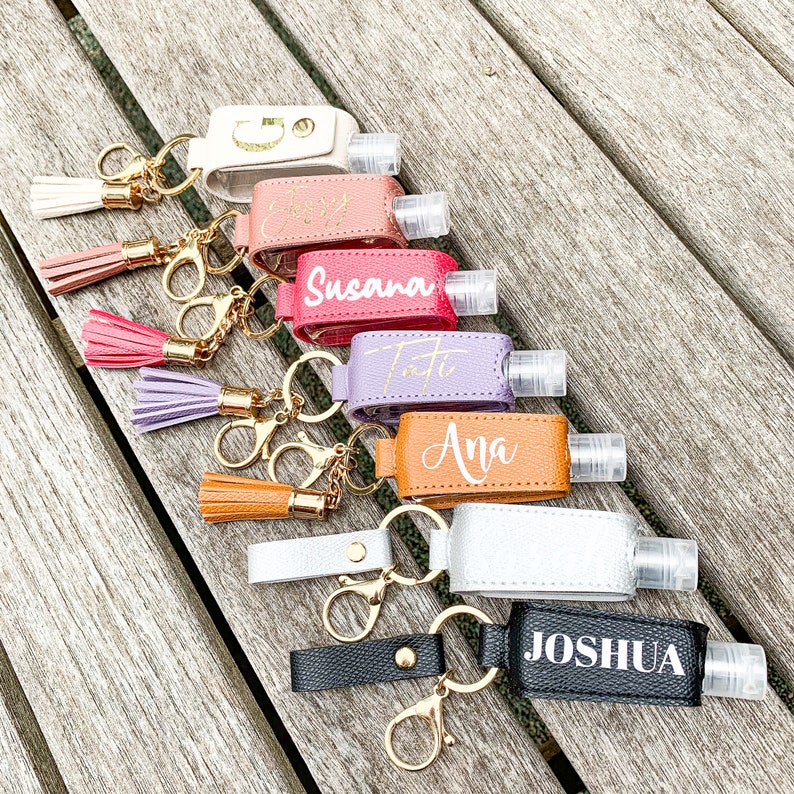 Hand Sanitizer Keychain Holder Vegan Leather Keychain Etsy