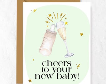 Cheers To Your New Baby! | Baby Shower Handmade Greeting Card