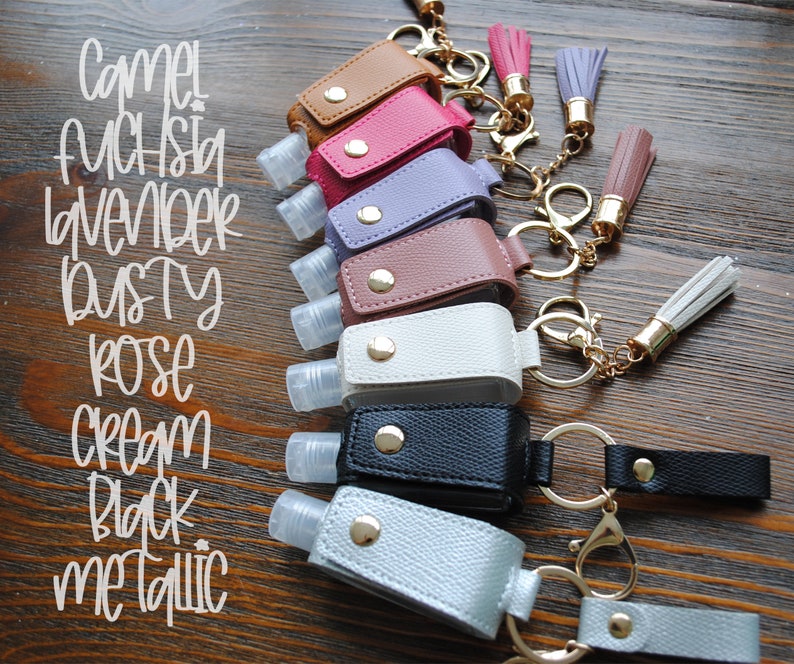 Hand Sanitizer Keychain Holder Vegan Leather Keychain Etsy