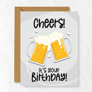 Saúde! É seu aniversário! | Feliz aniversário para ele | celebração do melhor amigo cartão comemorativo | Cartão de aniversário da cerveja | Cartões fofos feitos à mão