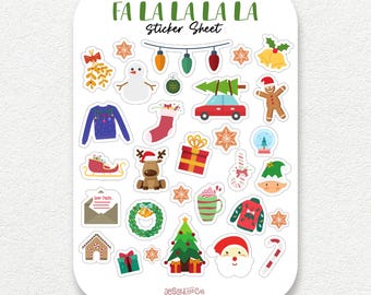 Christmas/Holiday Theme Sticker Sheet for Planner and Bullet Journal, Vinyl Sticker Paper Matte