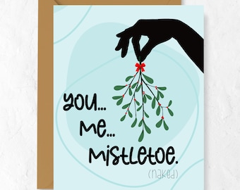 Mistletoe Christmas Card. Funny Greeting Card For The Holidays