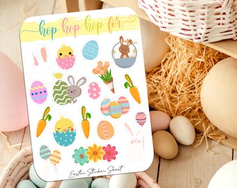 Easter/Hoppy Easter Theme Sticker Sheet for Planner and Bullet Journal, Vinyl Sticker Paper Matte