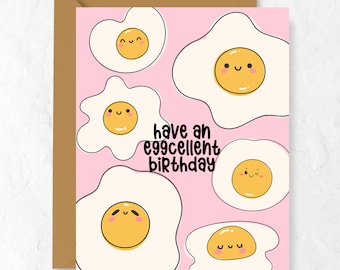 Eggcellent Birthday Card | Cute Handmade Greeting Card