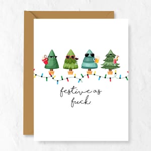 Carte de Noël festive comme de la baise. Carte de voeux drôle pour les vacances