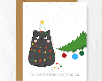 Funny Cat Christmas Card: Holiday Greeting Card