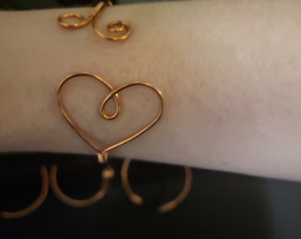 Adjustable Copper Heart Cuff Bracelet: Wellness Jewelry