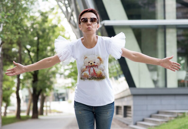 Bear T-Shirt/ Teddy bear/ Sweet bear/ Blouse with Tulle/ image 0