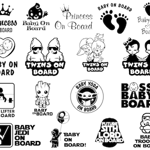 Pliki cyfrowe,Baby on Board,Dziewczynka,Chłopiec,SVG,EPS,Adobe Illustrator,PDF,Naklejka,Pliki do cięcia