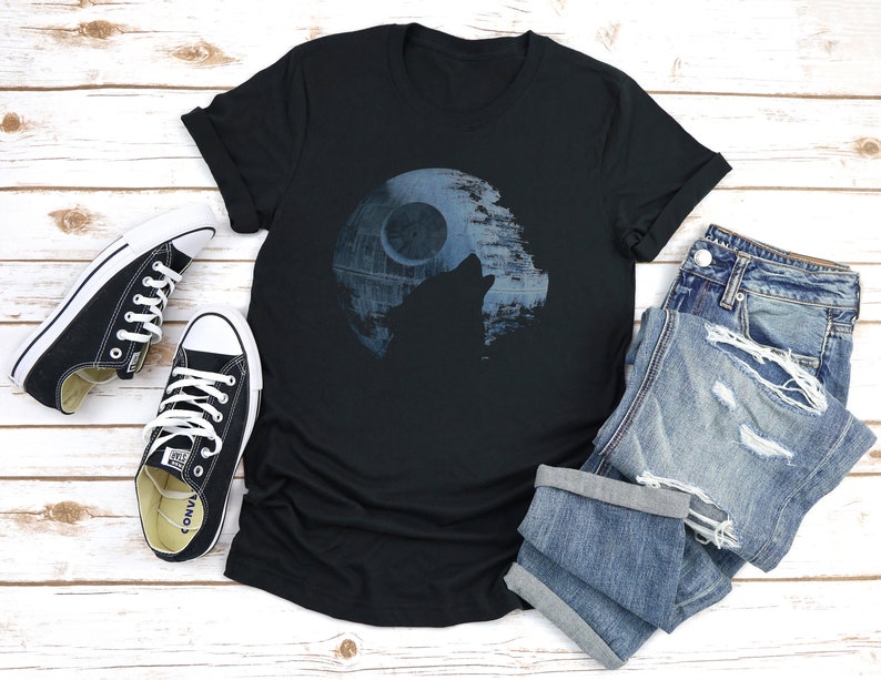 Death Star/ Star Wars Shirt/ Darkside T-Shirt/ Wolf/ Moon/ image 0