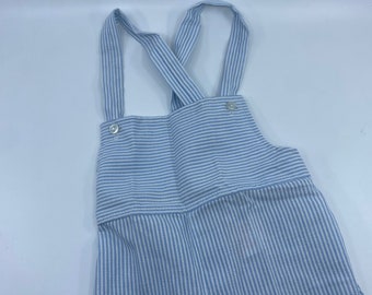 Vintage Charming Fashions overalls made in Canada size 24m baby blue elastic back waist