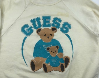 Vintage Guess by Georges Marciano Kids crewneck sweatshirt teddy bear graphic kids size small made in USA