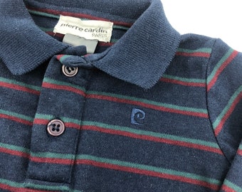 2t Vintage Pierre Cardin Paris striped long sleeve polo shirt