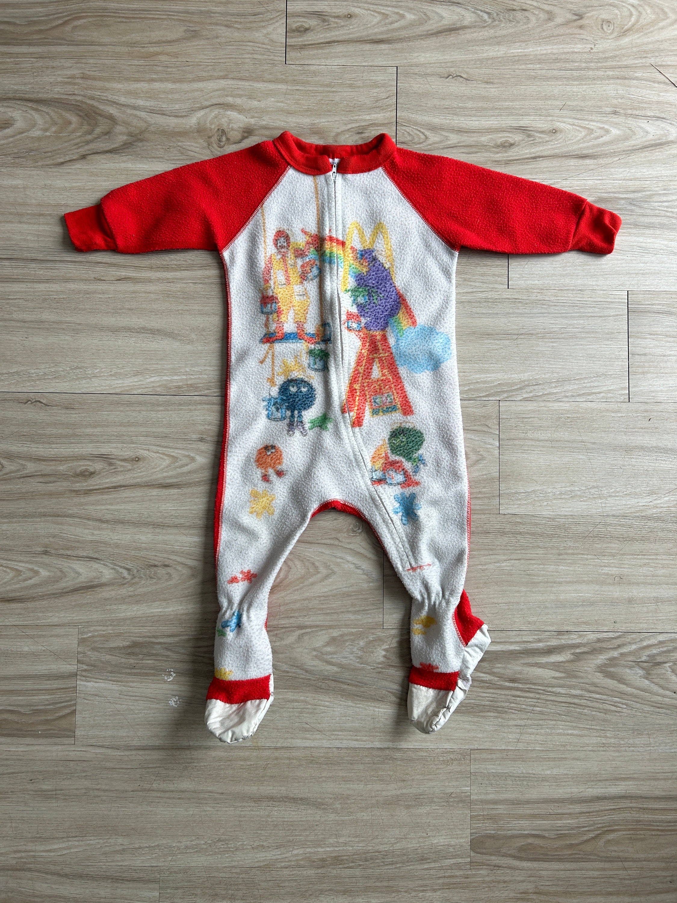Vintage Mckids Onesie Ronald Fry Kids Red and White Made in USA 3T 
