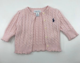 3M Polo Ralph Lauren pink knit sweater with pony logo embroidery