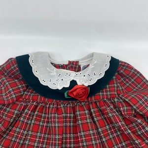 Vintage Claire Bell dress plaid made in Canada from sears NWT deadstock 90s rose and lace