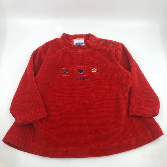 18M Vintage OshKosh B’Gosh red corduroy shirt / d… - image 1