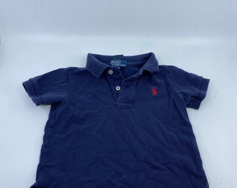 Polo vintage Ralph Lauren polo polo azul marino y rojo talla 12M bebé