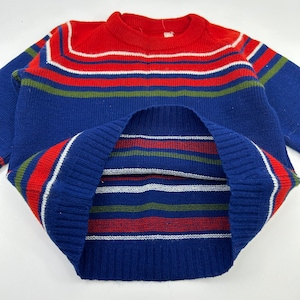 Vintage striped sweater 70s or so tag gone but fits about 12-18 months red and blue