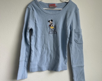 vintage Mickey Mouse-shirt met lange mouwen, gemaakt in Canada, maat M 7/8