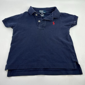 Vintage Ralph Lauren polo shirt navy blue with red embroidered pony size 12m
