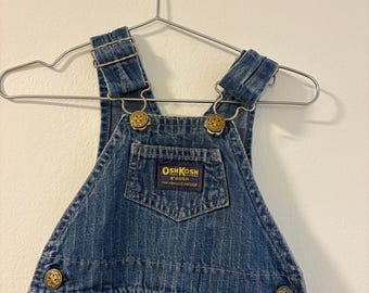 Vintage Kids Oshkosh B’Gosh overalls striped denim jean blue size 12m made in USA union made