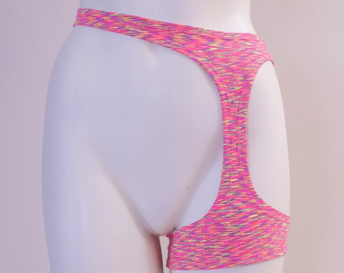 Psychedelic Print Rave Festival Shorts: Exotic Stripper Dancewear Outfit, Rave Garters, UV Blacklight Glow