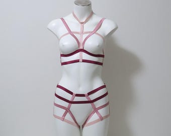 Delux Venus Bralette & Booty Shorts: Blush Cranberry