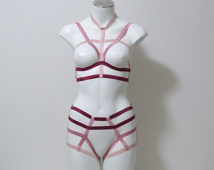 Delux Venus Bralette & Booty Shorts: Blush Cranberry