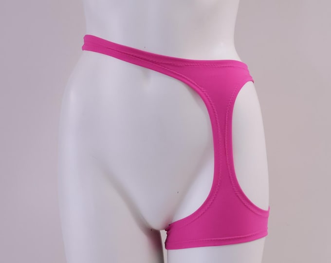 Neon Pink Rave Festival Shorts: High Waist Garter Dancewear Clothing, Stripper Outfit