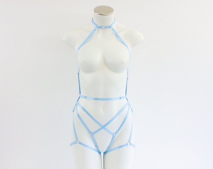 Convertable Chase and Chali Bodysuit and Pantie Set: PASTEL BLUE