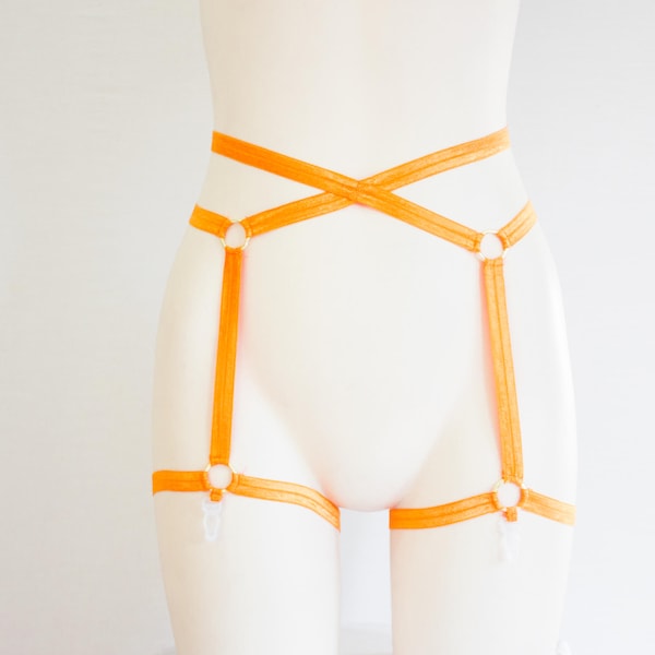 Orange Cage Garter Belt: Festival Rave Outfit, Plus Size Dancewear