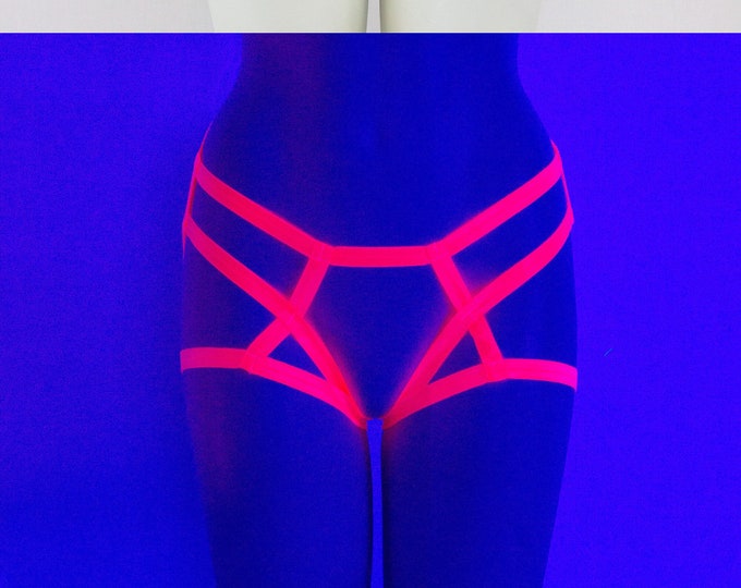 Glow Clothing: Exotic Dancewear, Neon Underwear, Pink Lingerie, Body Harness Lingerie, Booty Shorts, Festival Shorts, Pink Panties, Strappy