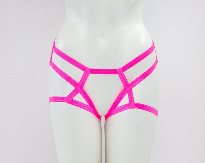 Glow Clothing: Exotic Dancewear, Neon Underwear, Pink Lingerie, Body Harness Lingerie, Booty Shorts, Festival Shorts, Pink Panties, Strappy