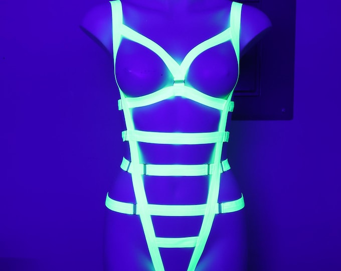 Diamonds Bodysuit Neon Lemon Lime (UV)