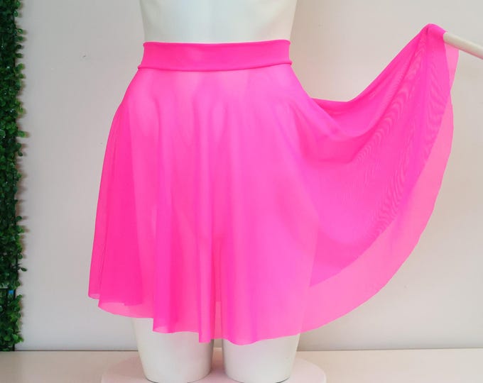 Sheer Mesh Dance Swing Flare Circle Skater Skirt: Festival Rave Bottoms, Bikini Cover Up, Ballet Fashion