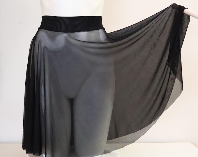Sheer Mesh Dance Swing Flare Circle Skater Skirt: Festival Rave Bottoms, Bikini Cover Up, Ballet Fashion