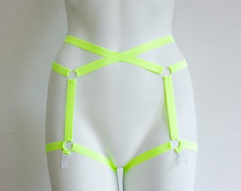 Glow Garter Belt: Neon Garter Belt, Yellow Lingerie, Festival Outfit, Ravewear, Exotic Dance Outfit, Glow Clothing, EDM, Pin Up, Burlesque