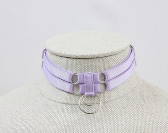 2 Ring 2 Strap Phat Moom Choker: Pastel Purple