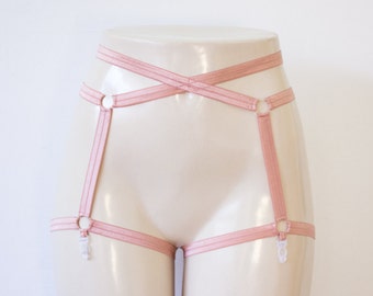 Rose Cage Garter Belt: Rose Body Cage Garters, Rose Suspender Belt, Brown Lingerie, Rose Body Harness, Exotic Dancewear, Festival Lingerie