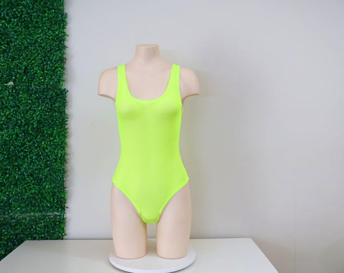 Sheer Mesh Tank Top Style Bodysuit: Festival Rave Exotic Dancewear Outfit Woman's Fashion Neon Glow UV Blacklight Clothing