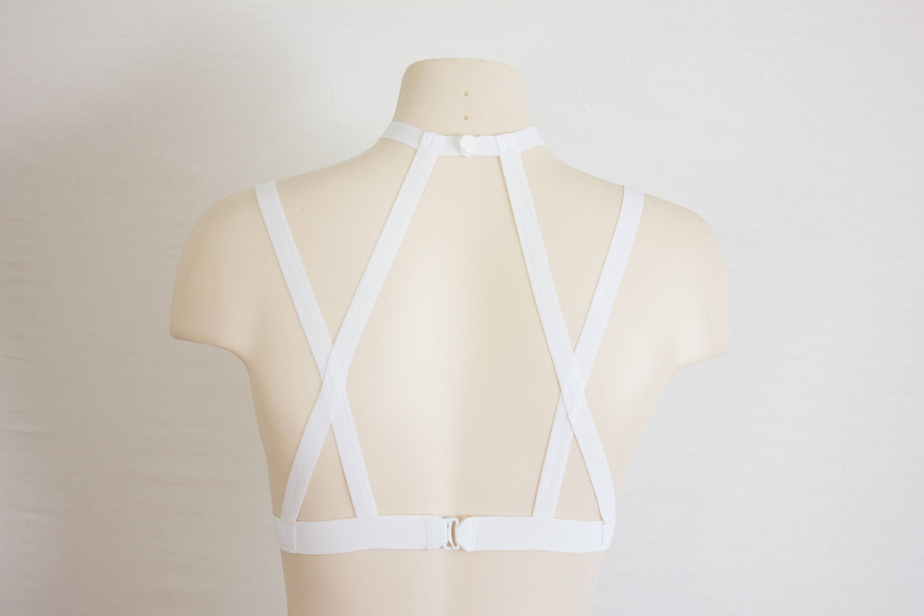 White Body Harness Lingerie: White Bralette Cage Bra Exotic Dancewear  Strappy Lingerie Wedding Garter Belt Bondage Wedding Lingerie, Garter -   Canada