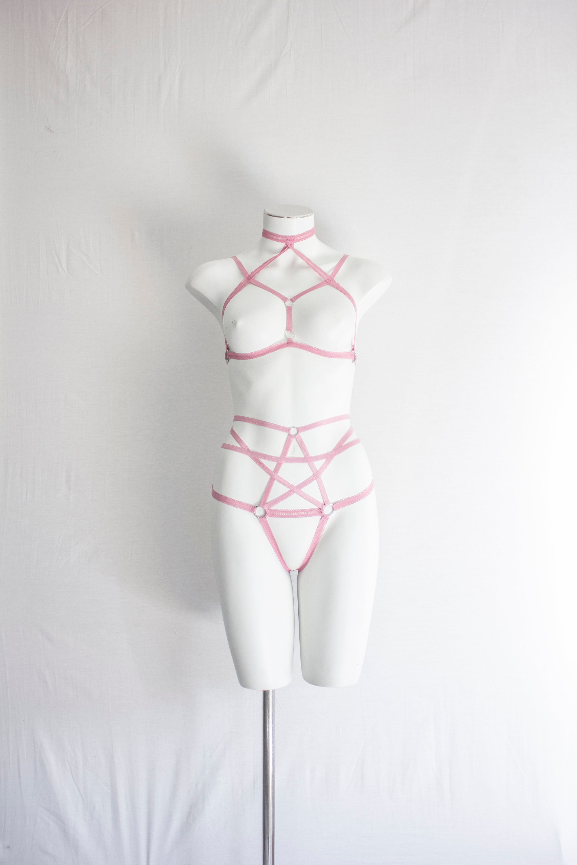 Pentagram Clothing: Dusty Rose Lingerie, Body Harness Woman, Pastel Goth,  Witch Clothing, Festival Fashion, Gothic, Exotic Dance Outfit