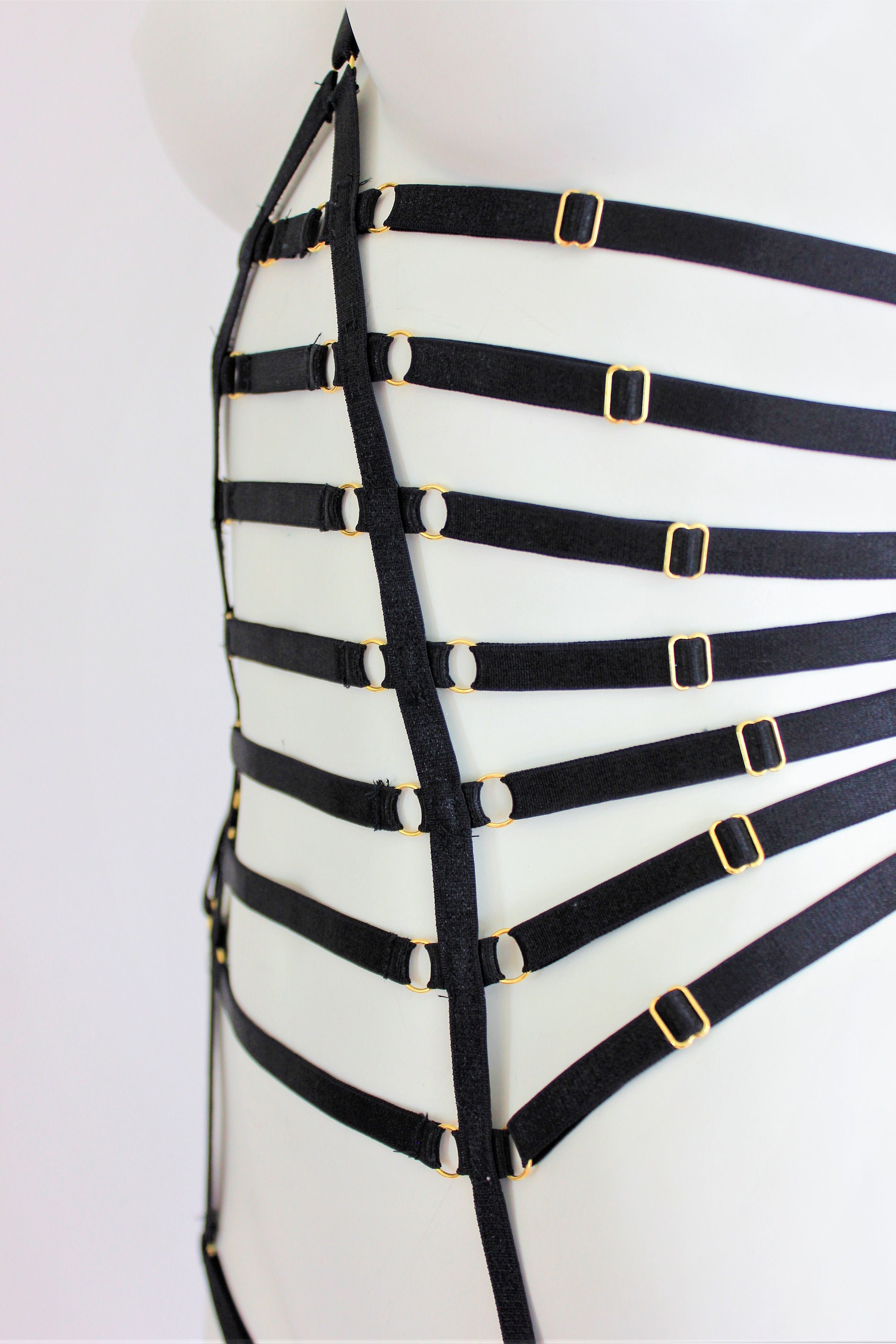 Black Bodysuit Black Body Harness, Harness Lingerie, Black Fashion