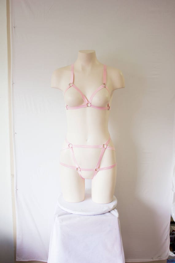 Pastel Pink Body Harness: Pink Lingerie, Pastel Goth, Festival